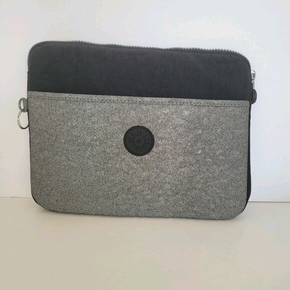 Kipling 10x8 Tablet Protectiv Case Sleeve Pouch Padded Bag Zip Gray Black Nylon - Picture 1 of 11